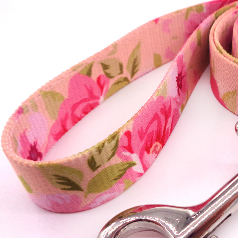 Pastoral Style Pink Fresh Print Pet Leash