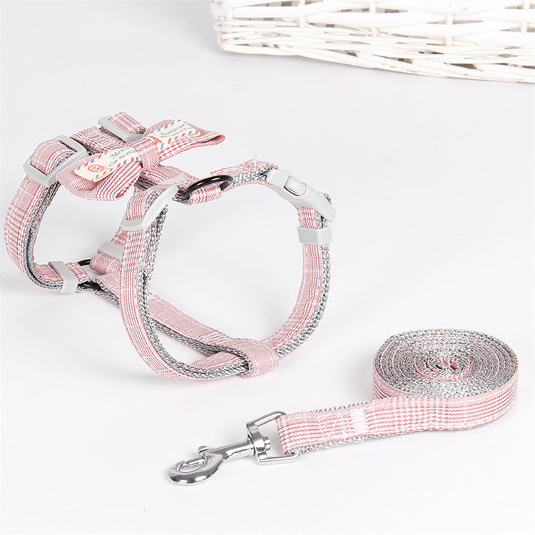 Fashion Simple Lattice Bow Pet Leash