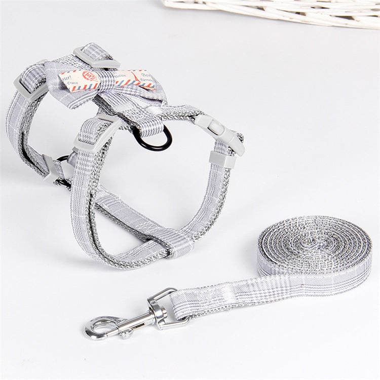 Fashion Simple Lattice Bow Pet Leash