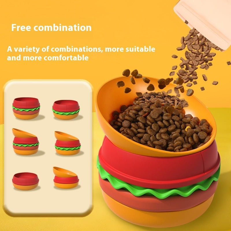 Hamburger Style 5-in-1 Dog Bowl Anti-choke