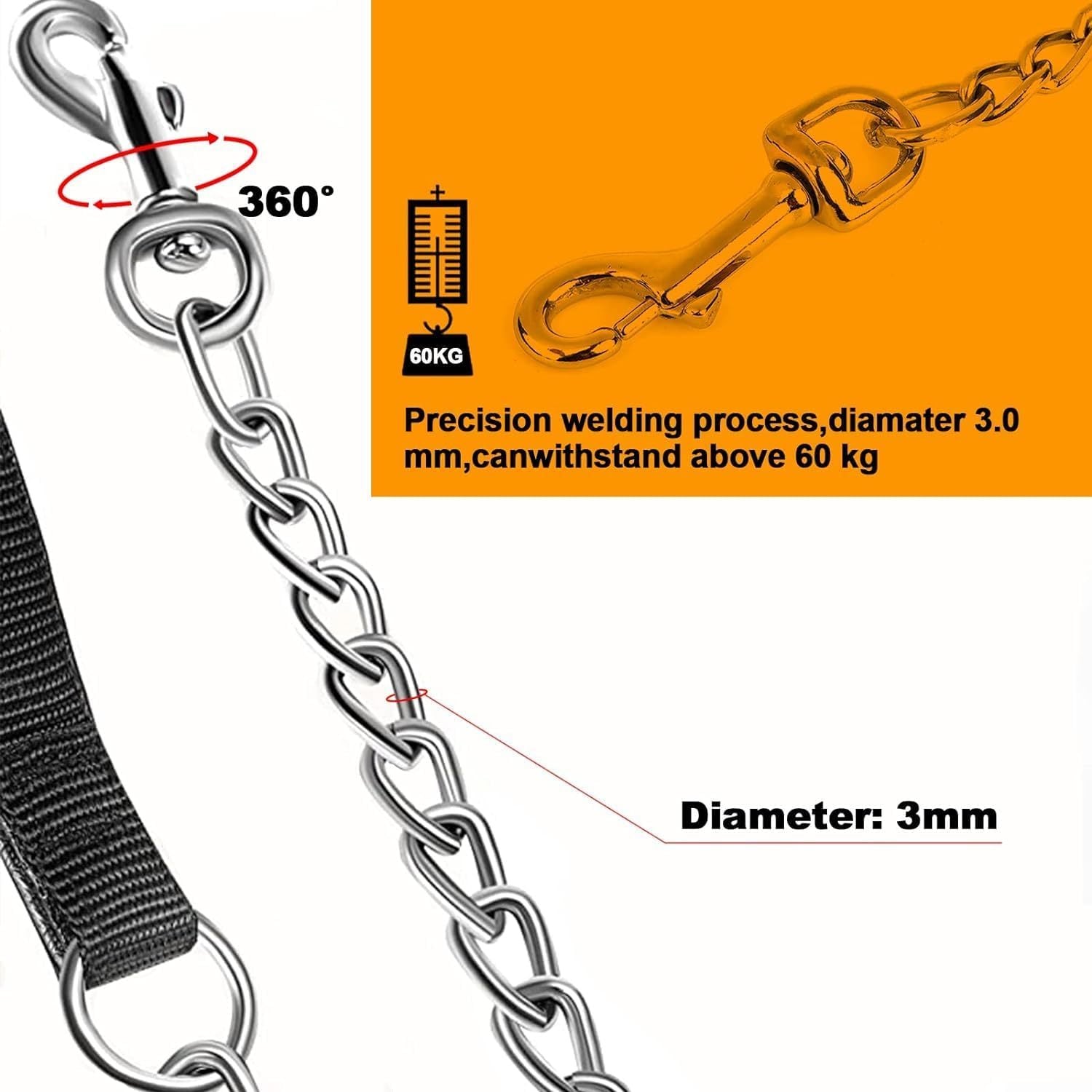 Heavy Duty Metal Dog Leash For Large Size Dogs