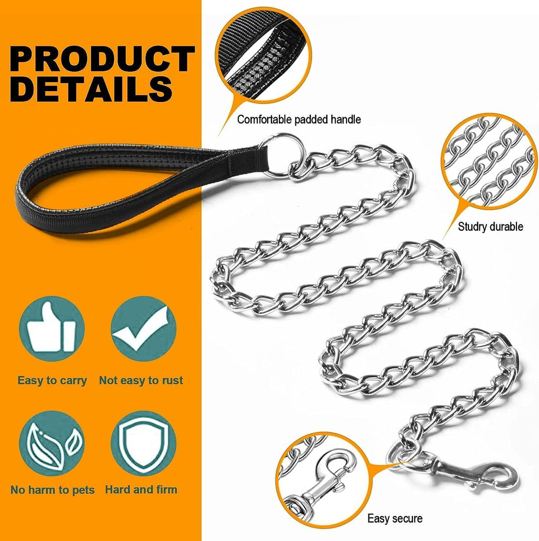 Heavy Duty Metal Dog Leash For Large Size Dogs