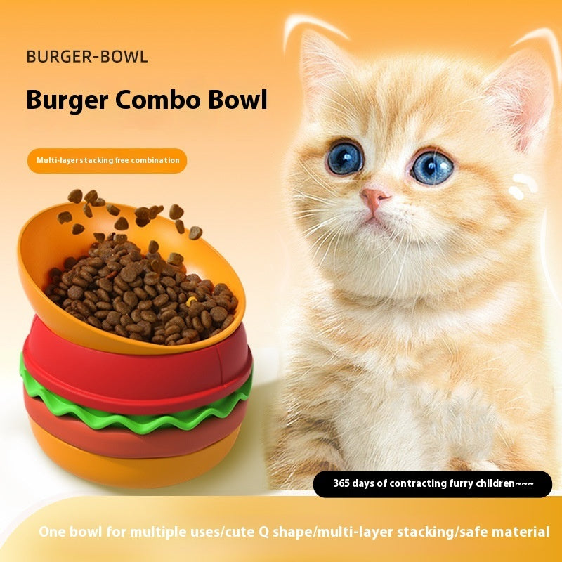 Hamburger Style 5-in-1 Dog Bowl Anti-choke